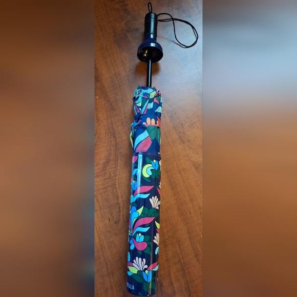 Floral Blue Compact Umbrella - Picture 2 of 7